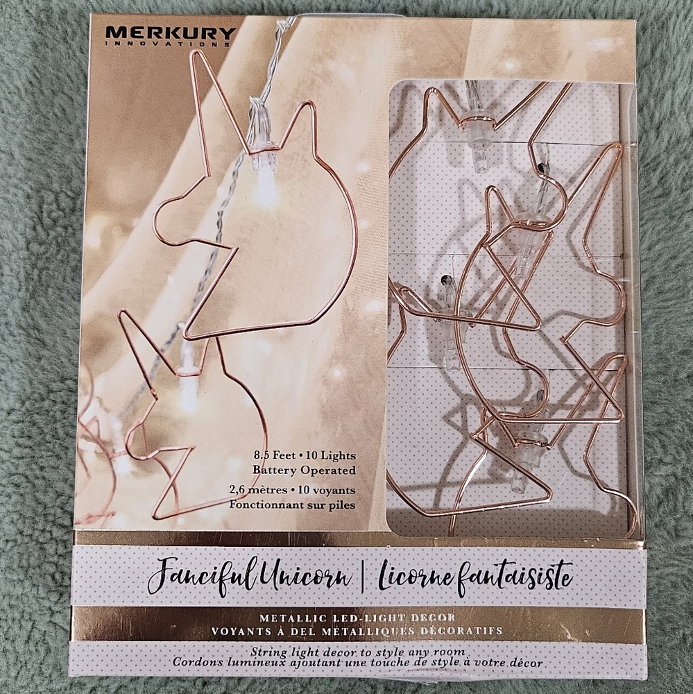 Merkury Innovations Fanciful Unicorn Metallic Rose Gold Light Strand